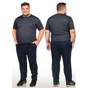 Calça de Sarja Com Elastano Casual Bolso Faca Plus Size